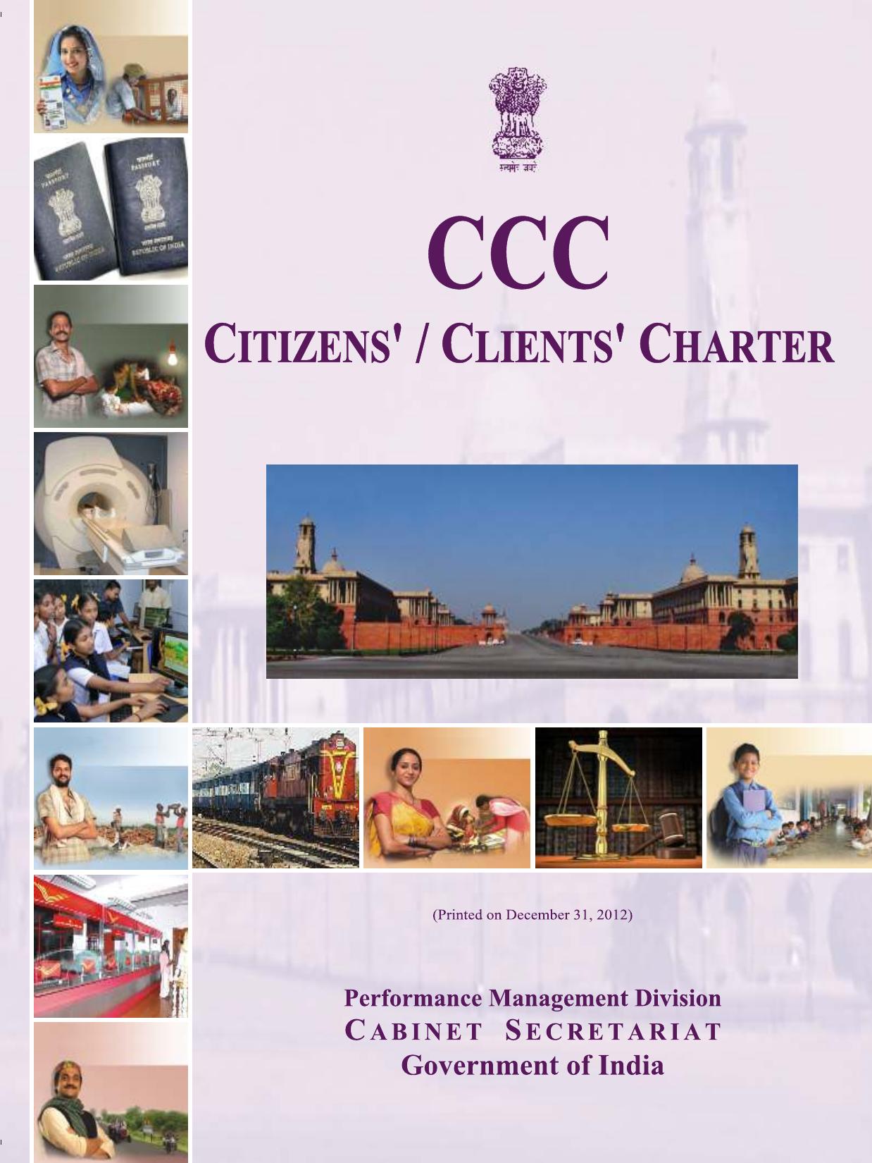 Cover page: Sample Citizens' / Clients' Charter (CCC), Cabinet Secretariat