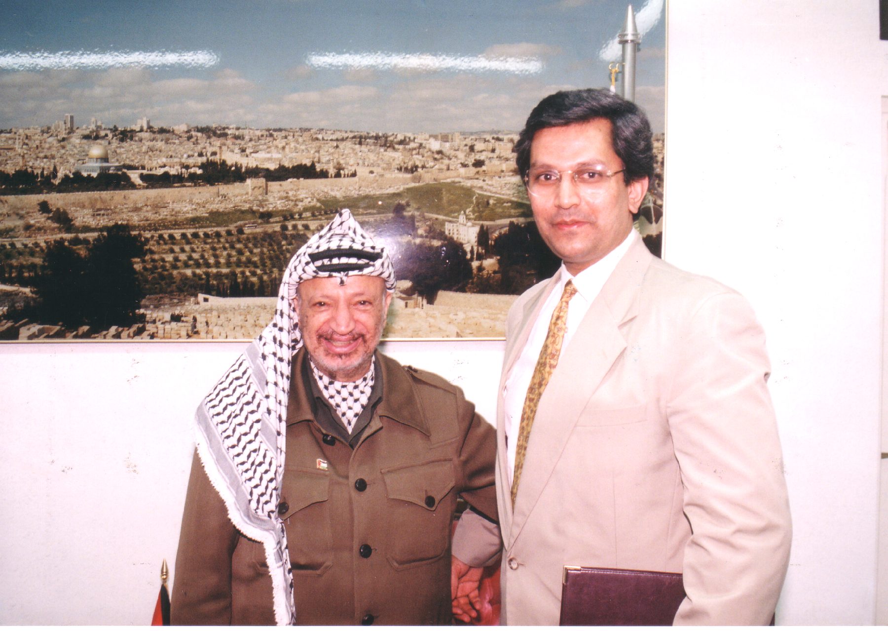 Dr. Prajapati Trivedi with Mr. Yasser Arafat, Chairman of the PLO