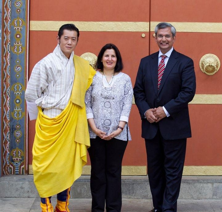Dr. Prajapati Trivedi and Mrs. Supreeti Trivedi with His Royal Majesty the King of Bhutan