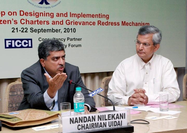 Prof. Trivedi with Dr. Nandan Nilekani, Chairman of the Unique Identification Authority of India