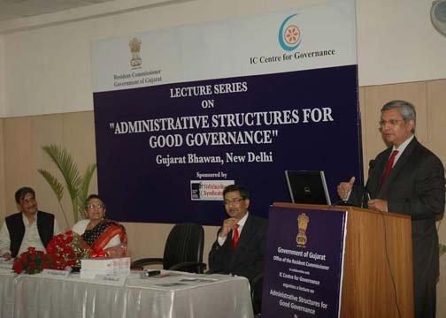 Prof. Prajapati Trivedi at Gujarat Bhawan with senior officials