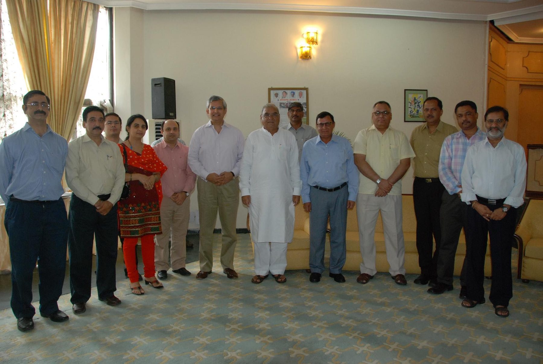 Prof. Prajapati Trivedi with the Chief Minister and Chief Secretary of Haryana