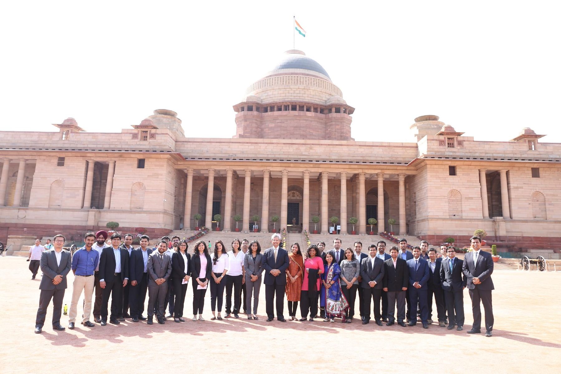Prof. Prajapati Trivedi with students from the Indian School of Business at Rashtrapati Bhawan