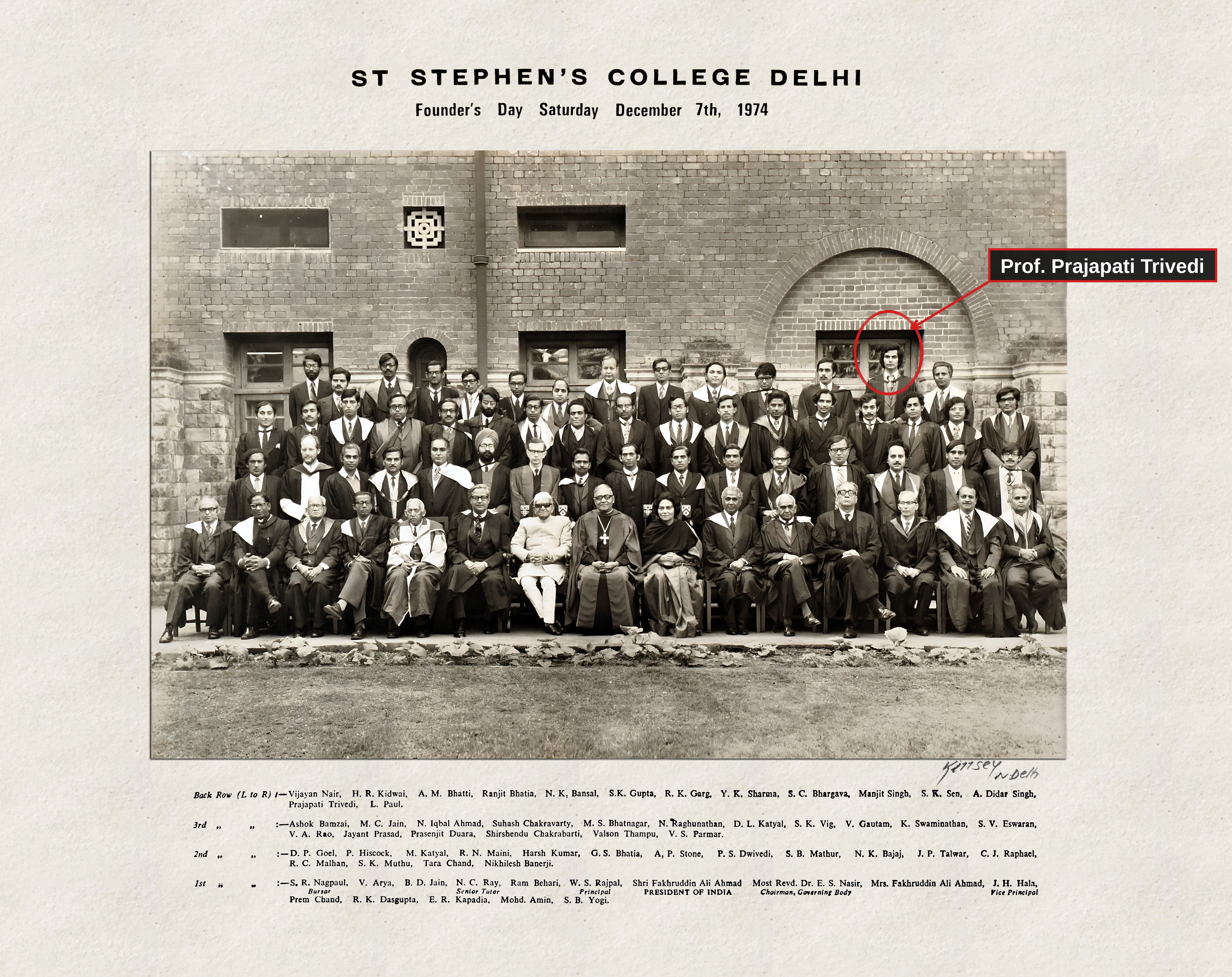 St Stephen's College Delhi, Founder's Day, December 7 1974