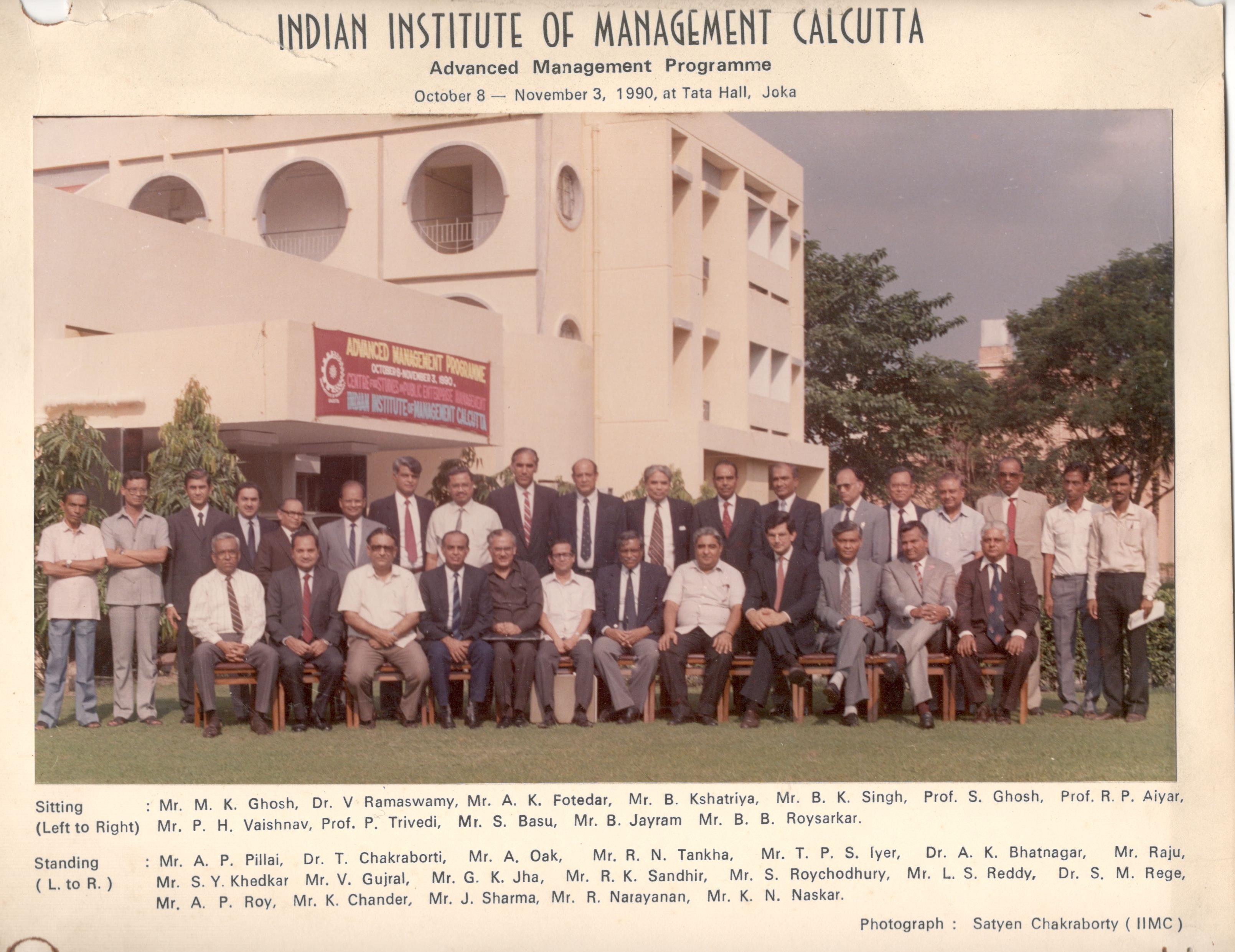 Advanced Management Programme, IIM Calcutta, 1990