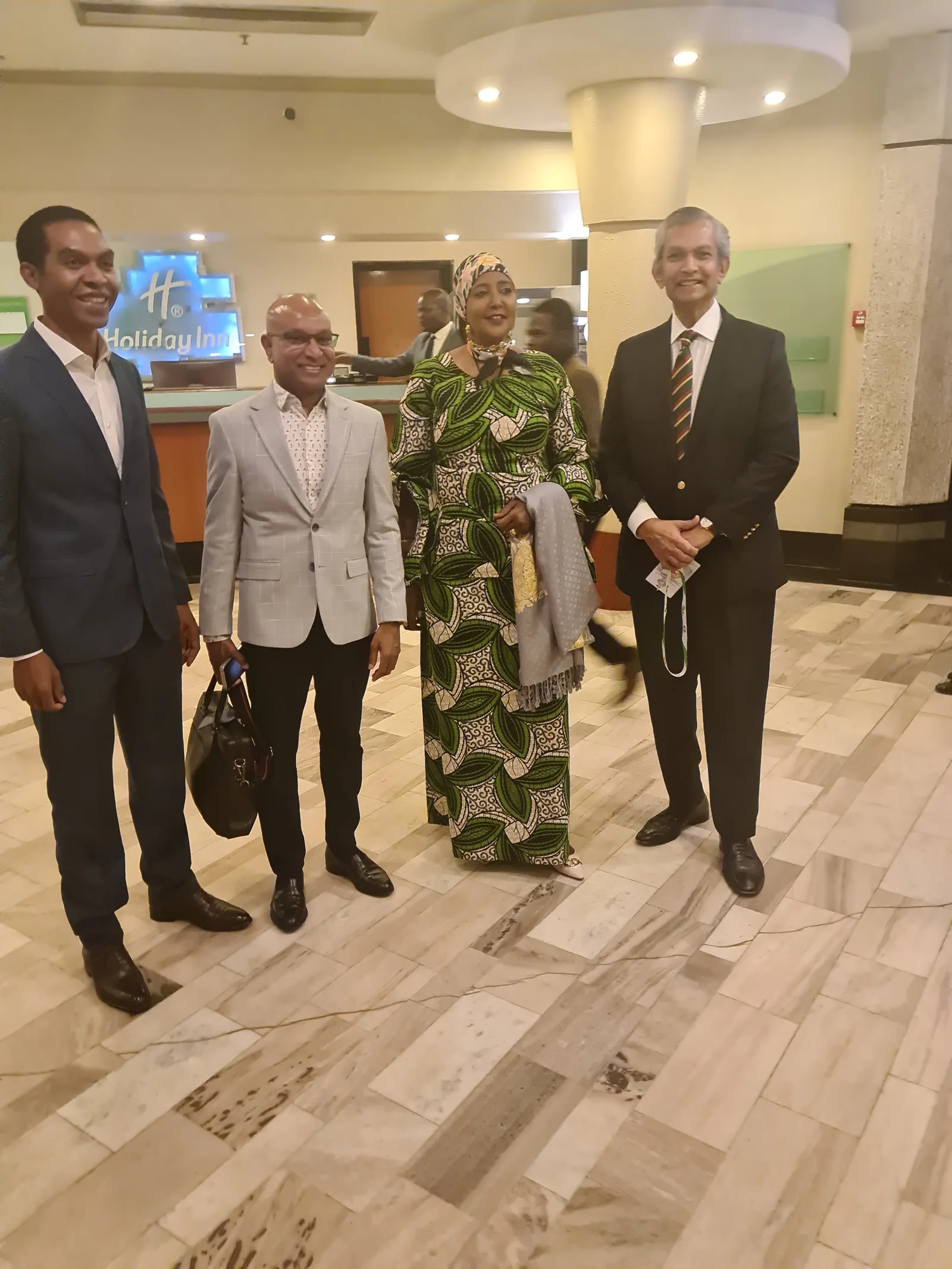 With Amb. Amina Mohamed and fellow observers at the mission hotel