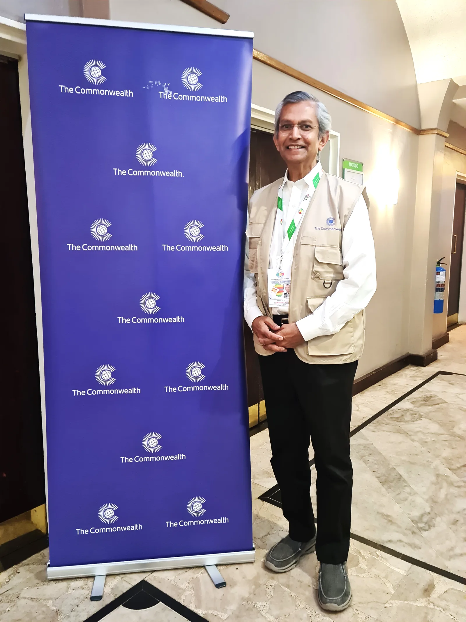 At the Commonwealth Observer Mission briefing venue
