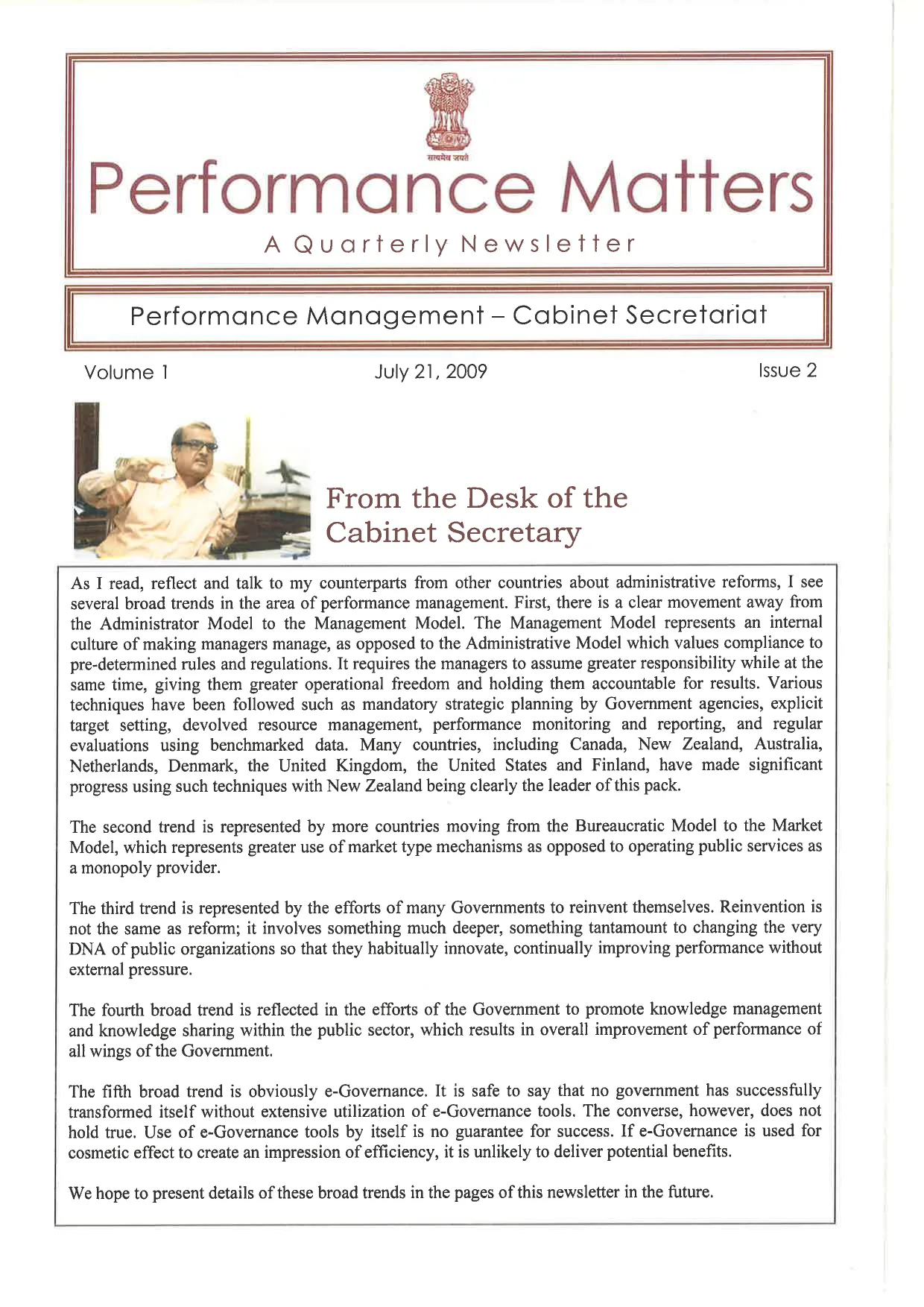 Performance Matters — July 2009 issue cover