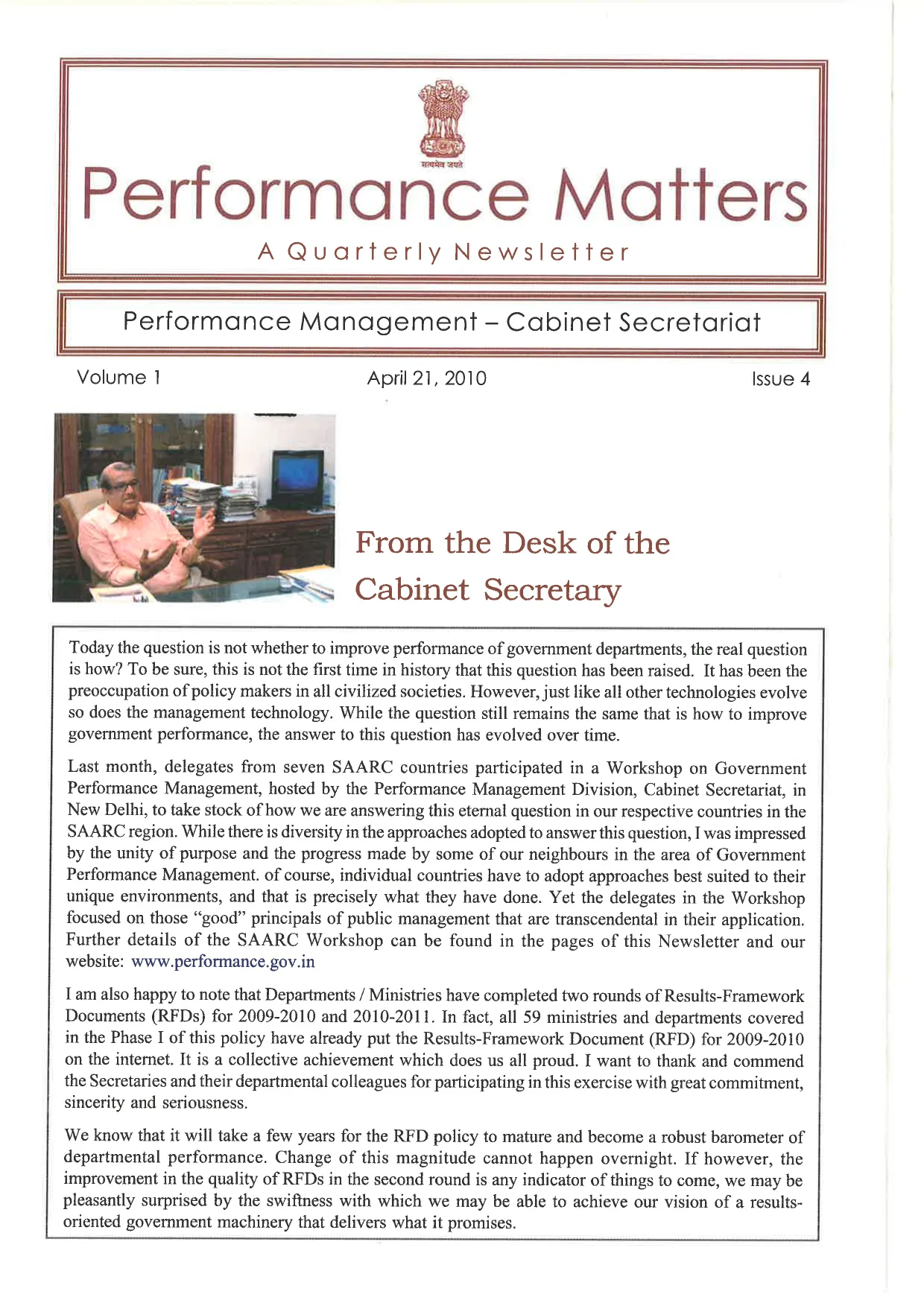 Performance Matters — April 2010 issue cover