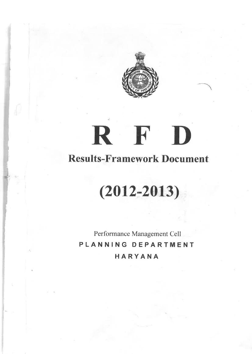Cover page: Results-Framework Document, Planning Department, Haryana